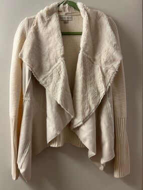 Knox Rose Cream Faux-Shearling Waterfall Cardigan
